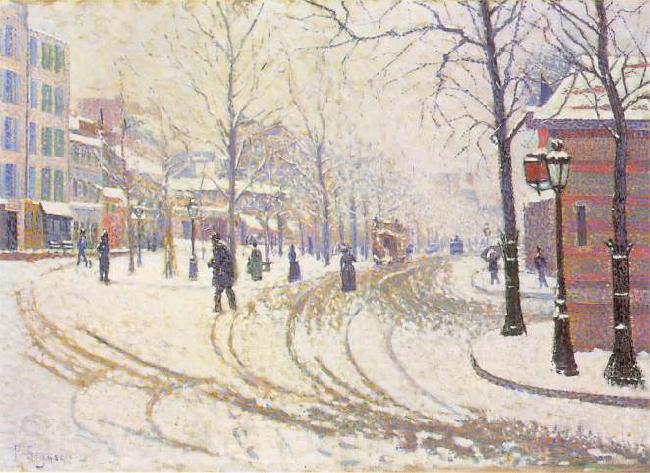 Paul Signac Le boulevard de Clichy, la neige Norge oil painting art